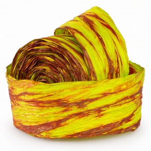 Rolă poliester creponat verde lime cu accente maro 7 cm pentru flori